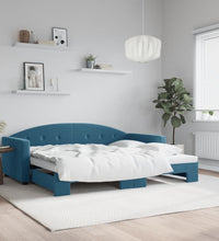 Tagesbett Ausziehbar Blau 90x200 cm Samt