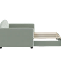 Tagesbett Ausziehbar Hellgrau 90x200 cm Samt