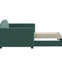 Tagesbett Ausziehbar Dunkelgrün 90x200 cm Samt