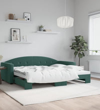 Tagesbett Ausziehbar Dunkelgrün 90x200 cm Samt