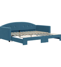 Tagesbett Ausziehbar Blau 100x200 cm Samt
