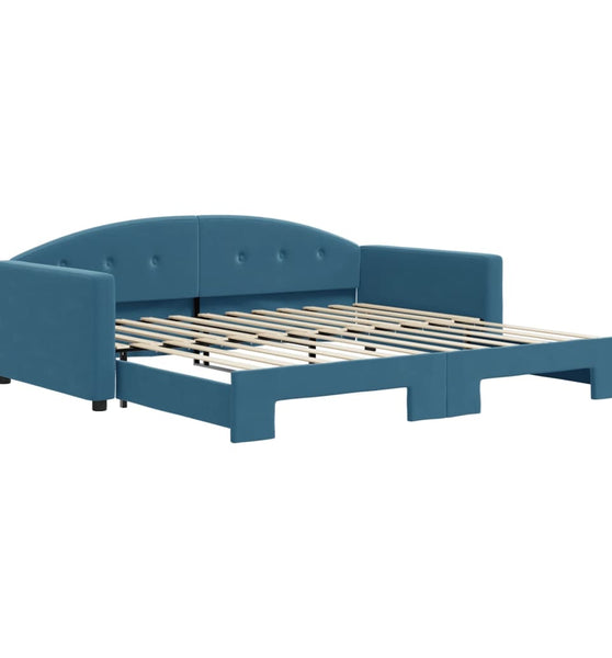 Tagesbett Ausziehbar Blau 100x200 cm Samt