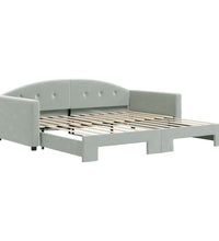 Tagesbett Ausziehbar Hellgrau 100x200 cm Samt