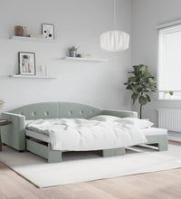 Tagesbett Ausziehbar Hellgrau 100x200 cm Samt