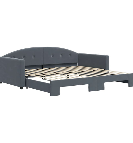 Tagesbett Ausziehbar Dunkelgrau 100x200 cm Samt