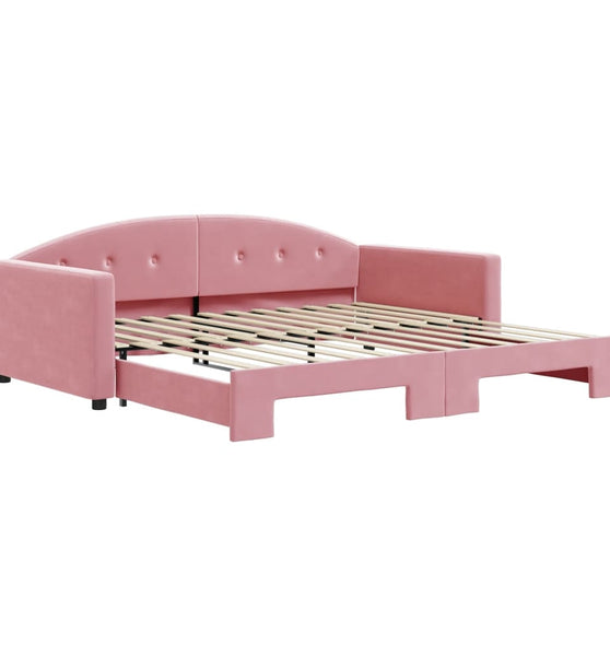 Tagesbett Ausziehbar Rosa 100x200 cm Samt