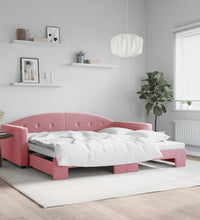 Tagesbett Ausziehbar Rosa 100x200 cm Samt