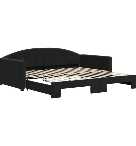 Tagesbett Ausziehbar Schwarz 100x200 cm Samt