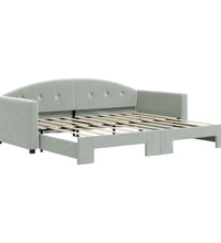 Tagesbett Ausziehbar Hellgrau 90x190 cm Samt