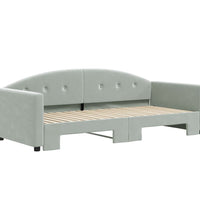 Tagesbett Ausziehbar Hellgrau 90x190 cm Samt