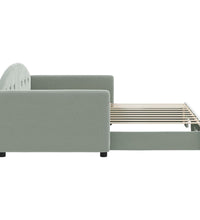 Tagesbett Ausziehbar Hellgrau 90x190 cm Samt