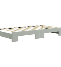 Tagesbett Ausziehbar Hellgrau 90x190 cm Samt