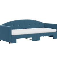 Tagesbett Ausziehbar mit Matratzen Blau 80x200 cm Samt