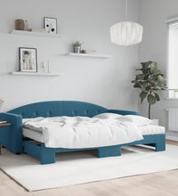 Tagesbett Ausziehbar mit Matratzen Blau 80x200 cm Samt