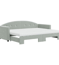 Tagesbett Ausziehbar mit Matratzen Hellgrau 80x200 cm Samt