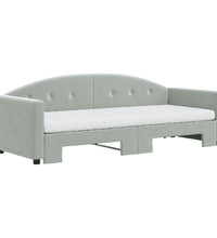 Tagesbett Ausziehbar mit Matratzen Hellgrau 80x200 cm Samt