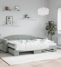 Tagesbett Ausziehbar mit Matratzen Hellgrau 80x200 cm Samt