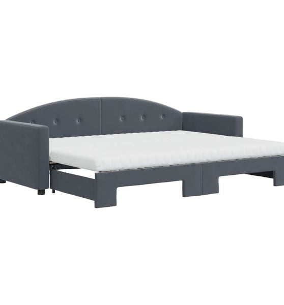 Tagesbett Ausziehbar mit Matratzen Dunkelgrau 80x200 cm Samt
