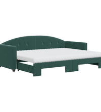 Tagesbett Ausziehbar mit Matratzen Dunkelgrün 80x200 cm Samt