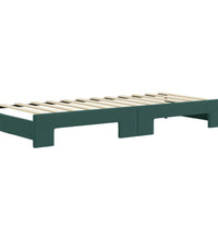Tagesbett Ausziehbar mit Matratzen Dunkelgrün 80x200 cm Samt
