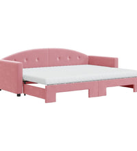 Tagesbett Ausziehbar mit Matratzen Rosa 80x200 cm Samt