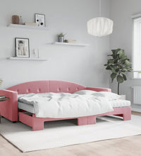 Tagesbett Ausziehbar mit Matratzen Rosa 80x200 cm Samt