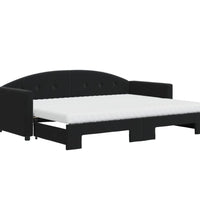Tagesbett Ausziehbar mit Matratzen Schwarz 80x200 cm Samt