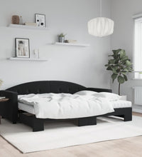 Tagesbett Ausziehbar mit Matratzen Schwarz 80x200 cm Samt