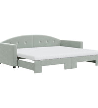 Tagesbett Ausziehbar mit Matratzen Hellgrau 90x200 cm Samt