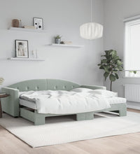 Tagesbett Ausziehbar mit Matratzen Hellgrau 90x200 cm Samt