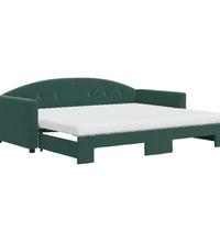 Tagesbett Ausziehbar mit Matratzen Dunkelgrün 90x200 cm Samt
