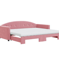 Tagesbett Ausziehbar mit Matratzen Rosa 90x200 cm Samt