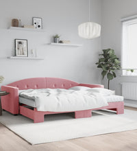 Tagesbett Ausziehbar mit Matratzen Rosa 90x200 cm Samt