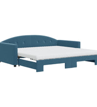 Tagesbett Ausziehbar mit Matratzen Blau 100x200 cm Samt