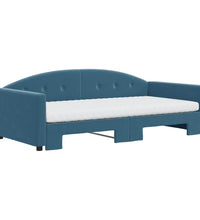 Tagesbett Ausziehbar mit Matratzen Blau 100x200 cm Samt