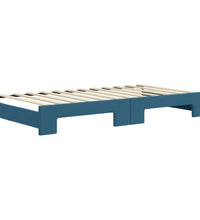 Tagesbett Ausziehbar mit Matratzen Blau 100x200 cm Samt