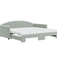 Tagesbett Ausziehbar mit Matratzen Hellgrau 100x200 cm Samt