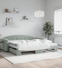 Tagesbett Ausziehbar mit Matratzen Hellgrau 100x200 cm Samt