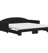 Tagesbett Ausziehbar mit Matratzen Schwarz 100x200 cm Samt