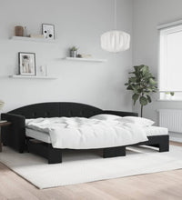 Tagesbett Ausziehbar mit Matratzen Schwarz 100x200 cm Samt