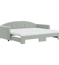 Tagesbett Ausziehbar mit Matratzen Hellgrau 90x190 cm Samt