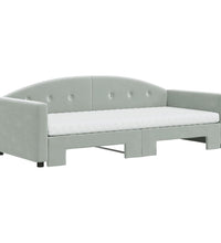 Tagesbett Ausziehbar mit Matratzen Hellgrau 90x190 cm Samt