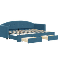 Tagesbett Ausziehbar mit Schubladen Blau 80x200 cm Samt