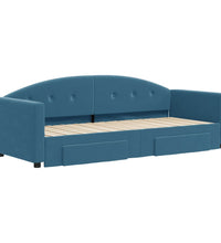 Tagesbett Ausziehbar mit Schubladen Blau 80x200 cm Samt