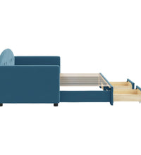 Tagesbett Ausziehbar mit Schubladen Blau 80x200 cm Samt