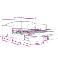 Tagesbett Ausziehbar mit Schubladen Blau 80x200 cm Samt