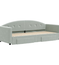 Tagesbett Ausziehbar mit Schubladen Hellgrau 80x200 cm Samt