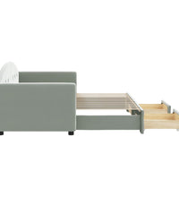 Tagesbett Ausziehbar mit Schubladen Hellgrau 80x200 cm Samt