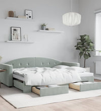 Tagesbett Ausziehbar mit Schubladen Hellgrau 80x200 cm Samt