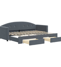 Tagesbett Ausziehbar mit Schubladen Dunkelgrau 80x200 cm Samt